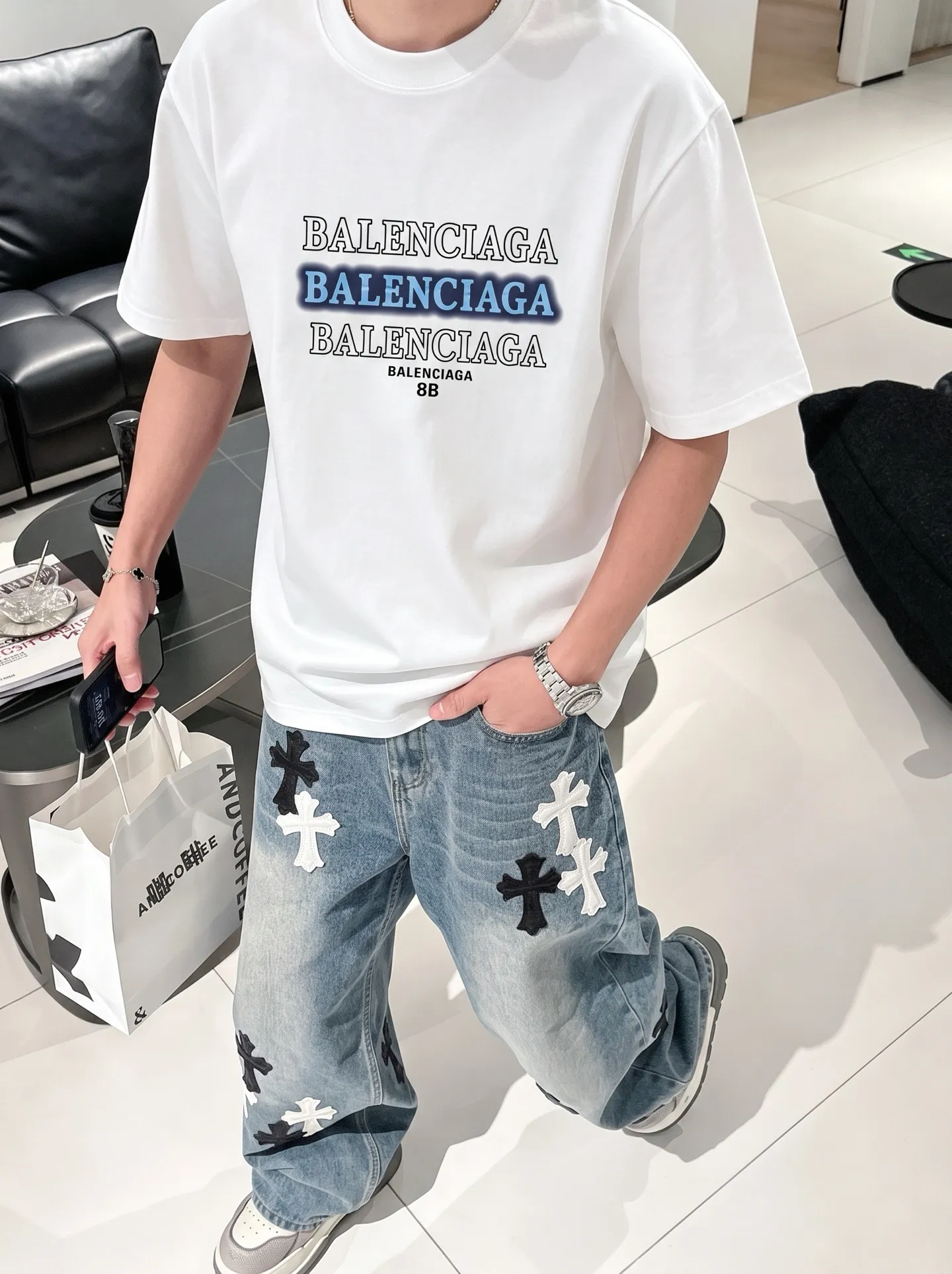P95～ 《 》 ， ， tee ， Same Style ， : Black White Coffee Brown Size：S（90-130 ） M（125-150 ） L（135-165 ） XL（160-190 ） XXL（185-220 ）
